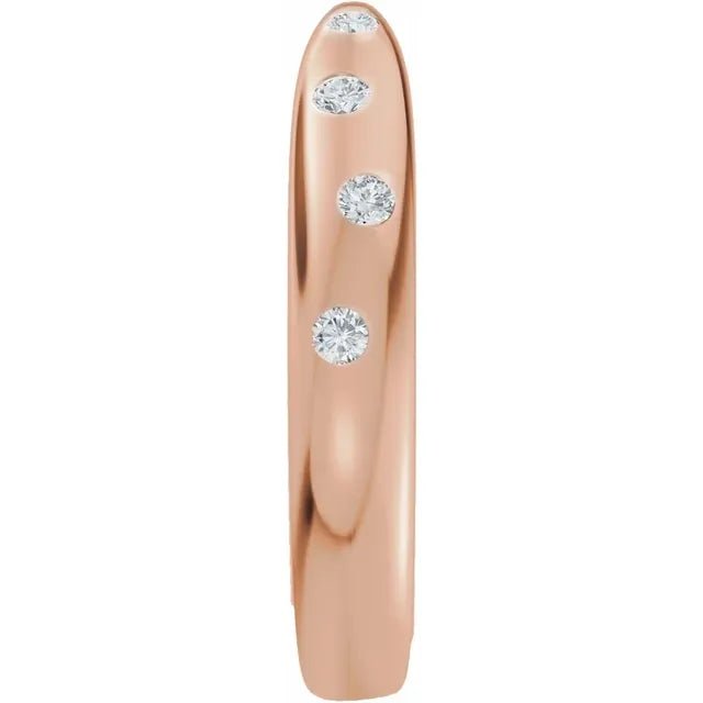 Tapered Open Diamond Wedding Band Side Angle - Rose Gold