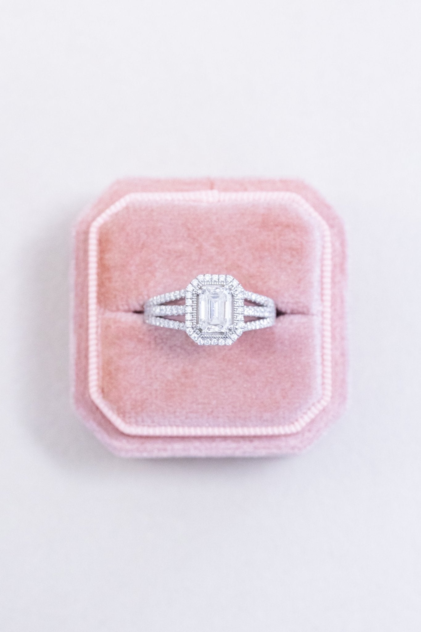 The Emerald Cut Double Halo Moissanite Engagement Ring - Balacia