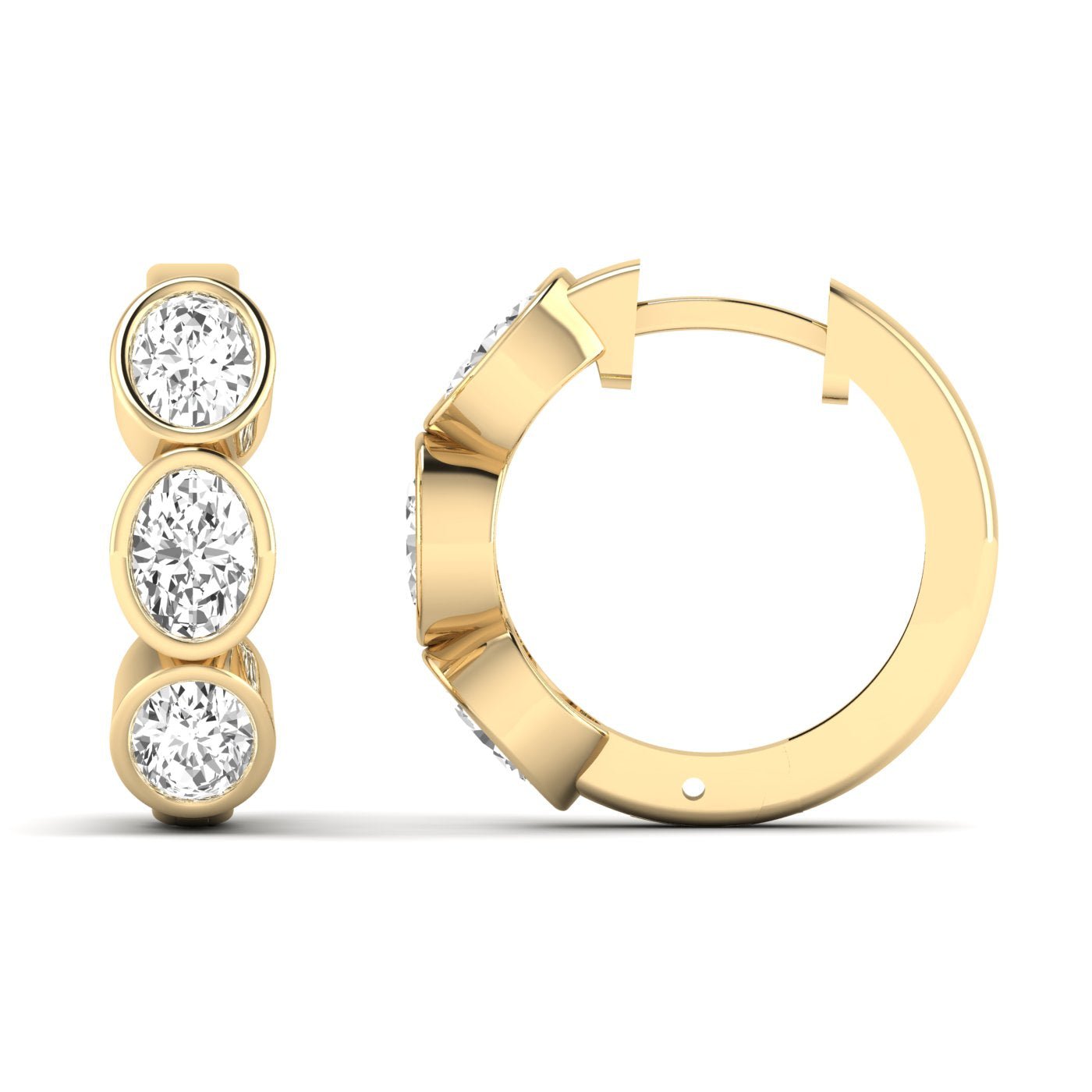 The Trinity Oval Bezel Diamond Earrings - Balacia