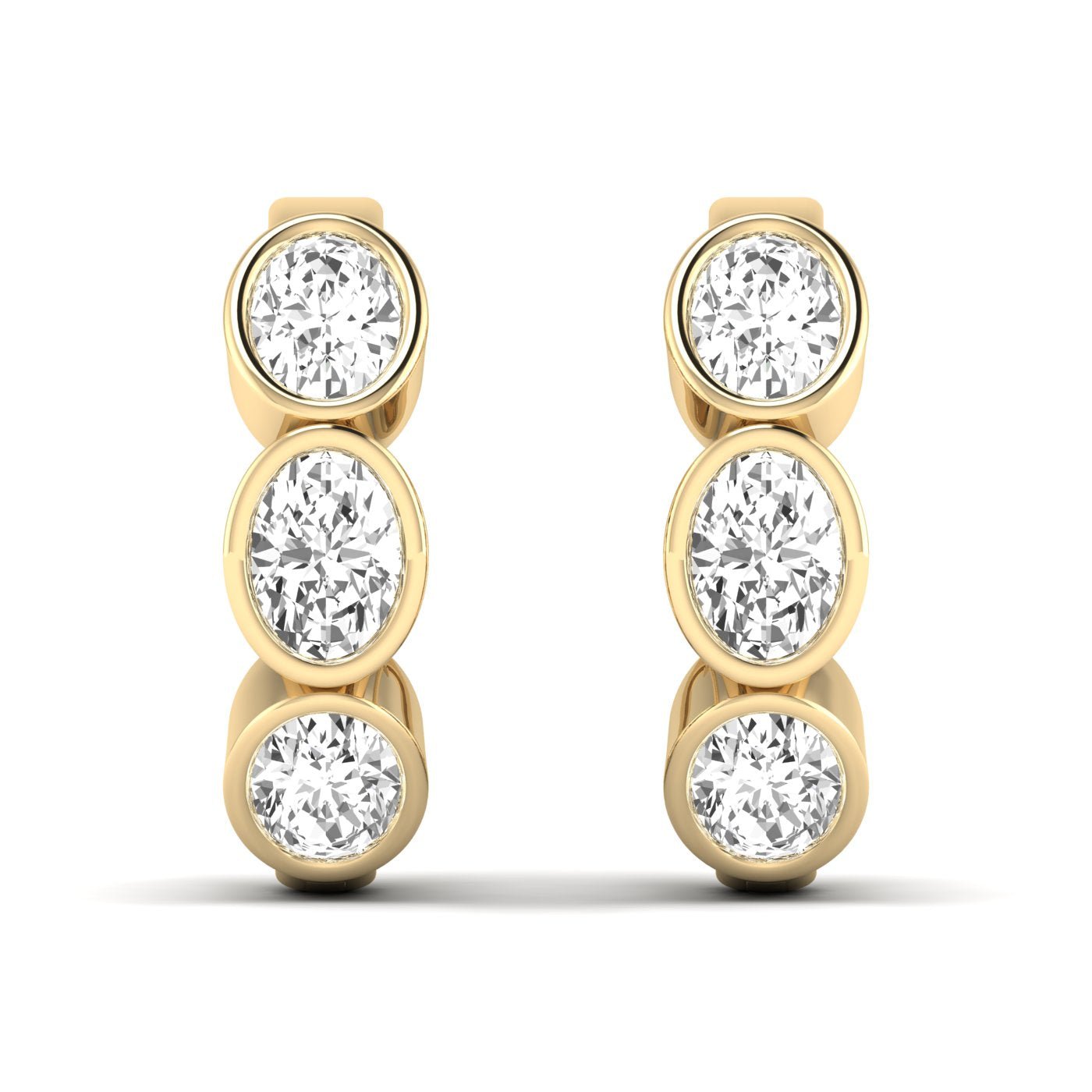 The Trinity Oval Bezel Diamond Earrings - Balacia