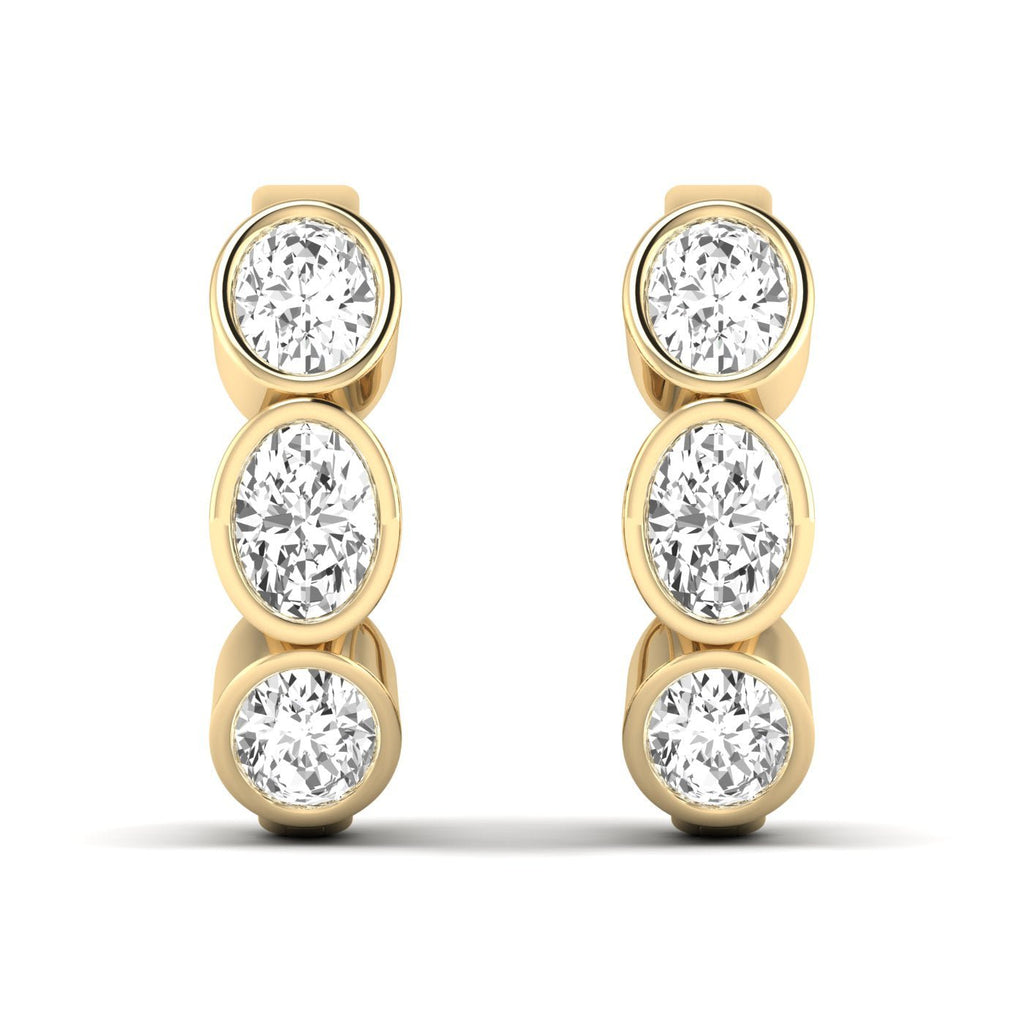 The Trinity Oval Bezel Diamond Earrings - Balacia