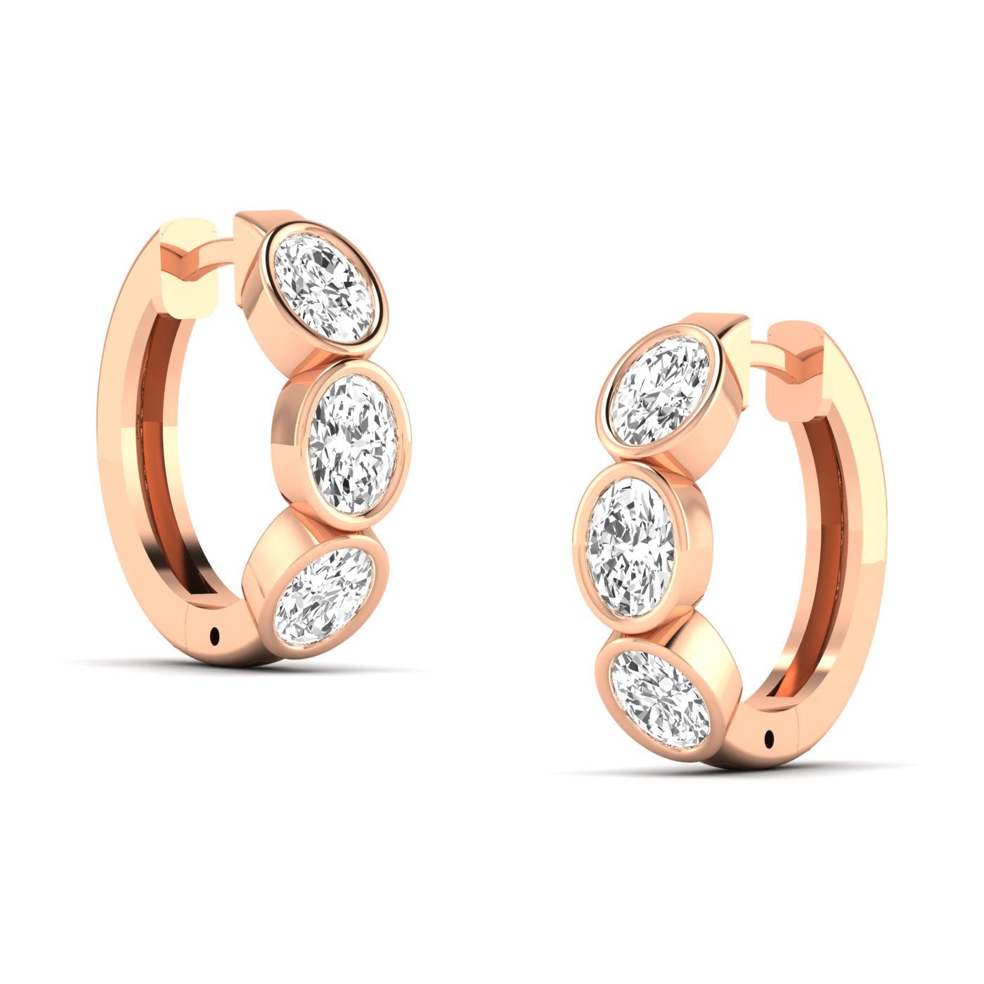 The Trinity Oval Bezel Diamond Earrings - Balacia