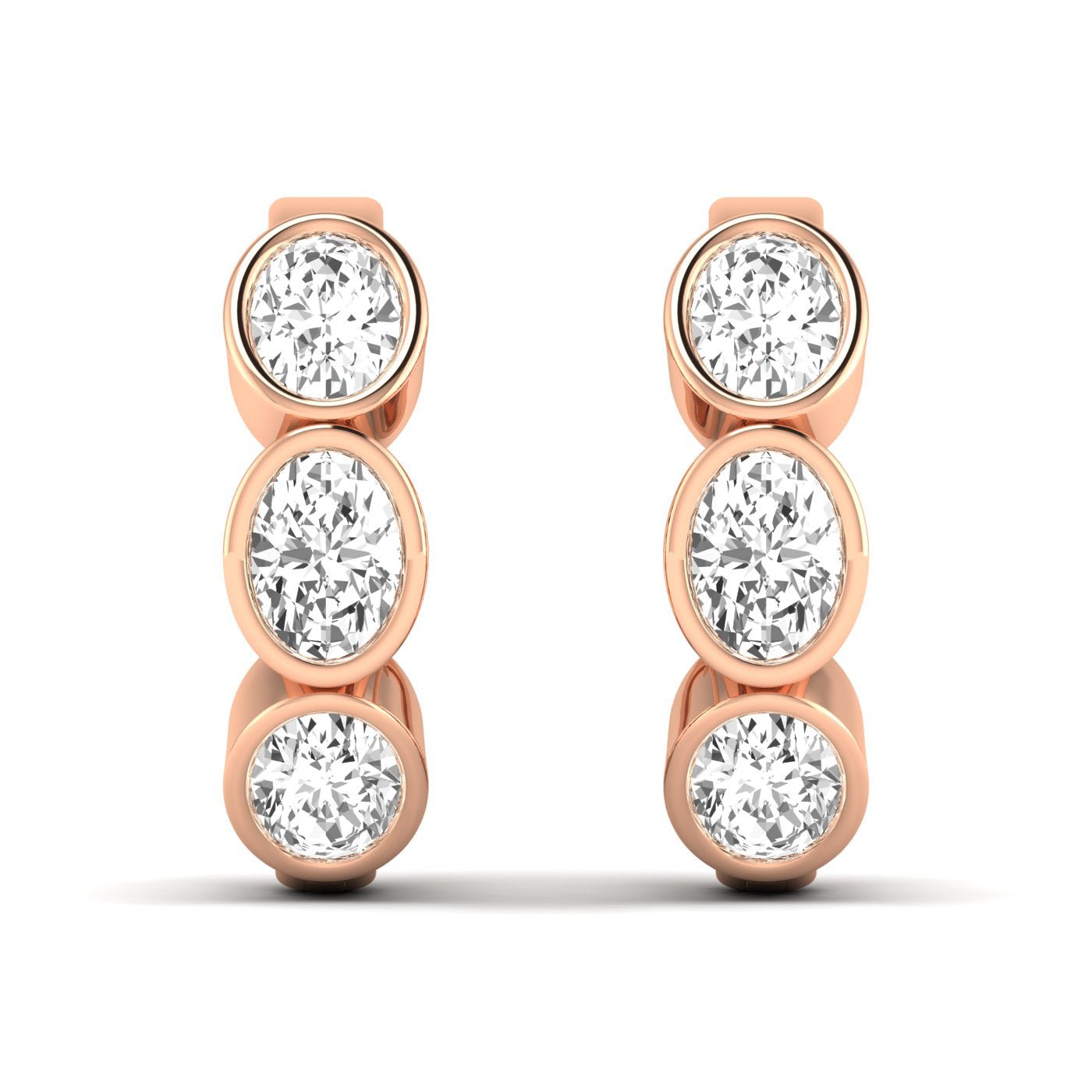 The Trinity Oval Bezel Diamond Earrings - Balacia