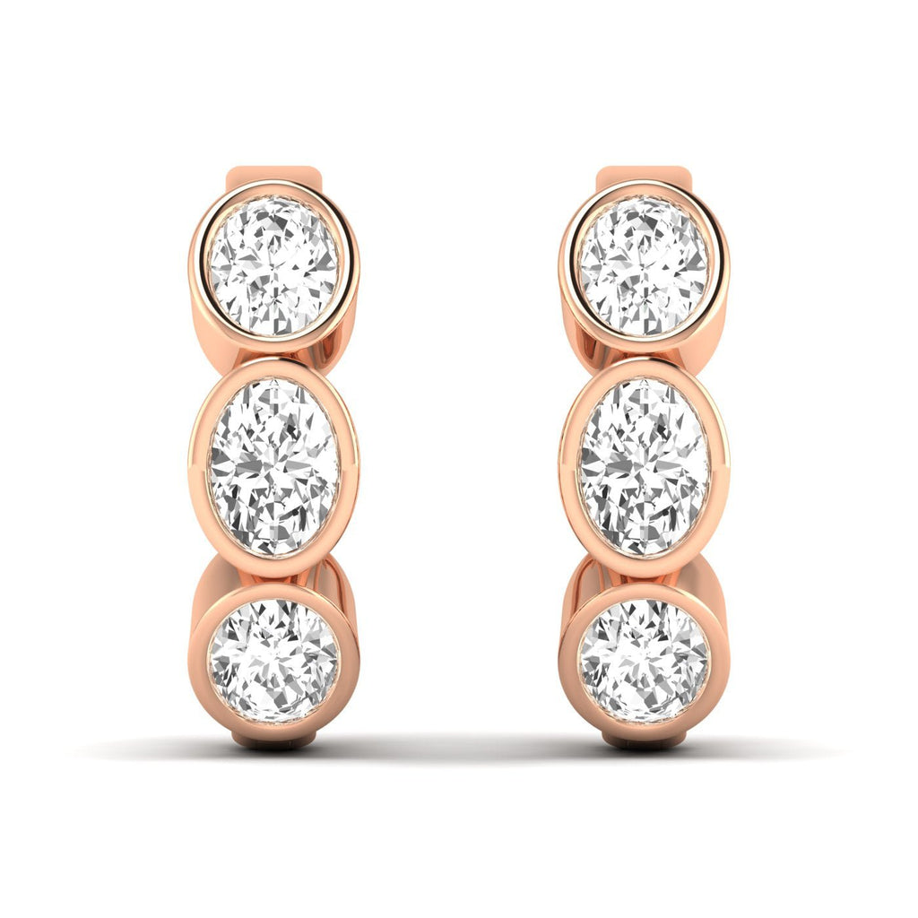 The Trinity Oval Bezel Diamond Earrings - Balacia