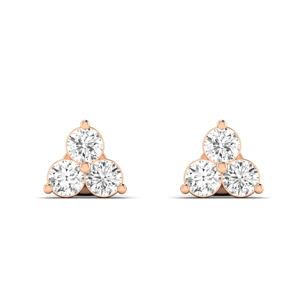 The Trinity Round Diamond Stud Earrings - Balacia