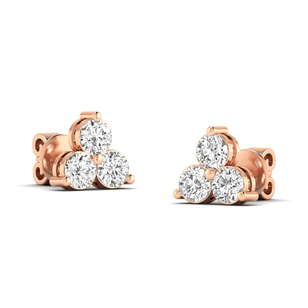 The Trinity Round Diamond Stud Earrings - Balacia