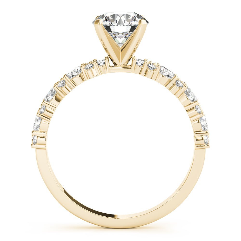 Yellow Gold Round Diamond Multishape Shank Engagement Ring Side