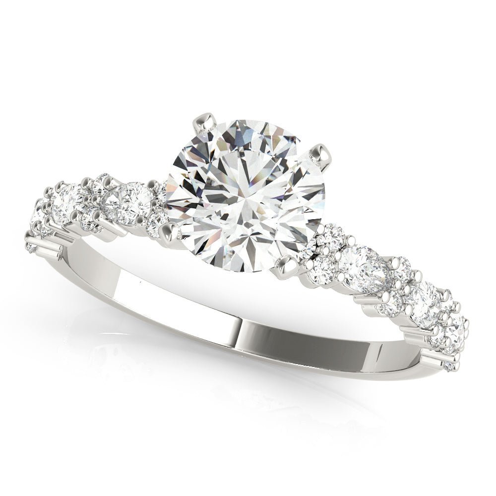 White Gold Round Diamond Multishape Shank Engagement Ring