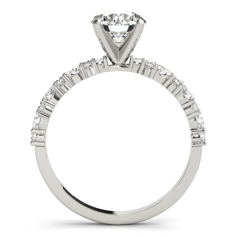 White Gold Round Diamond Multishape Shank Engagement Ring Side