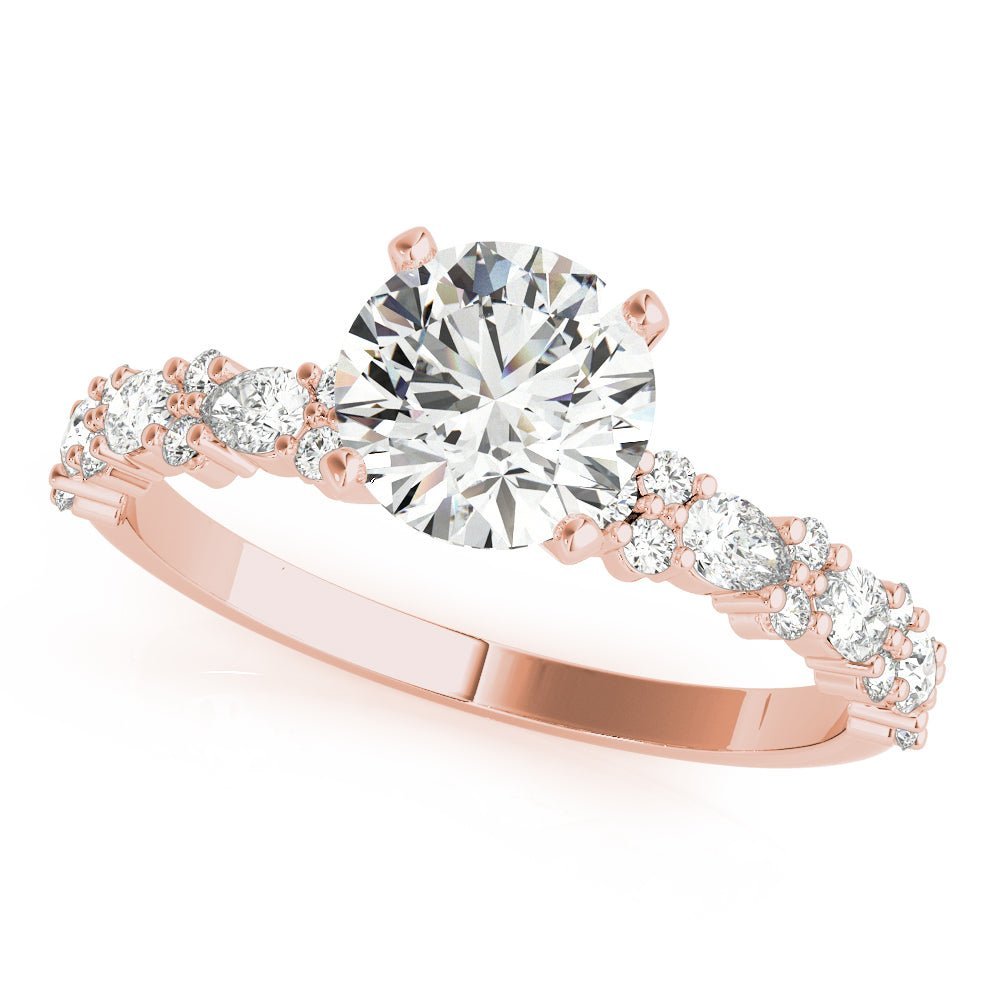 Rose Gold Round Diamond Multishape Shank Engagement Ring