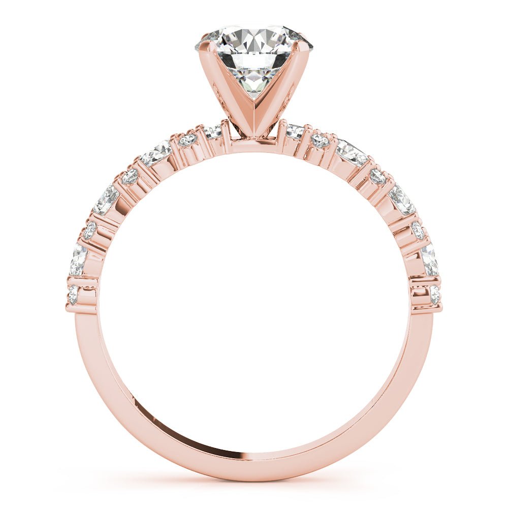Rose Gold Round Diamond Multishape Shank Engagement Ring Side
