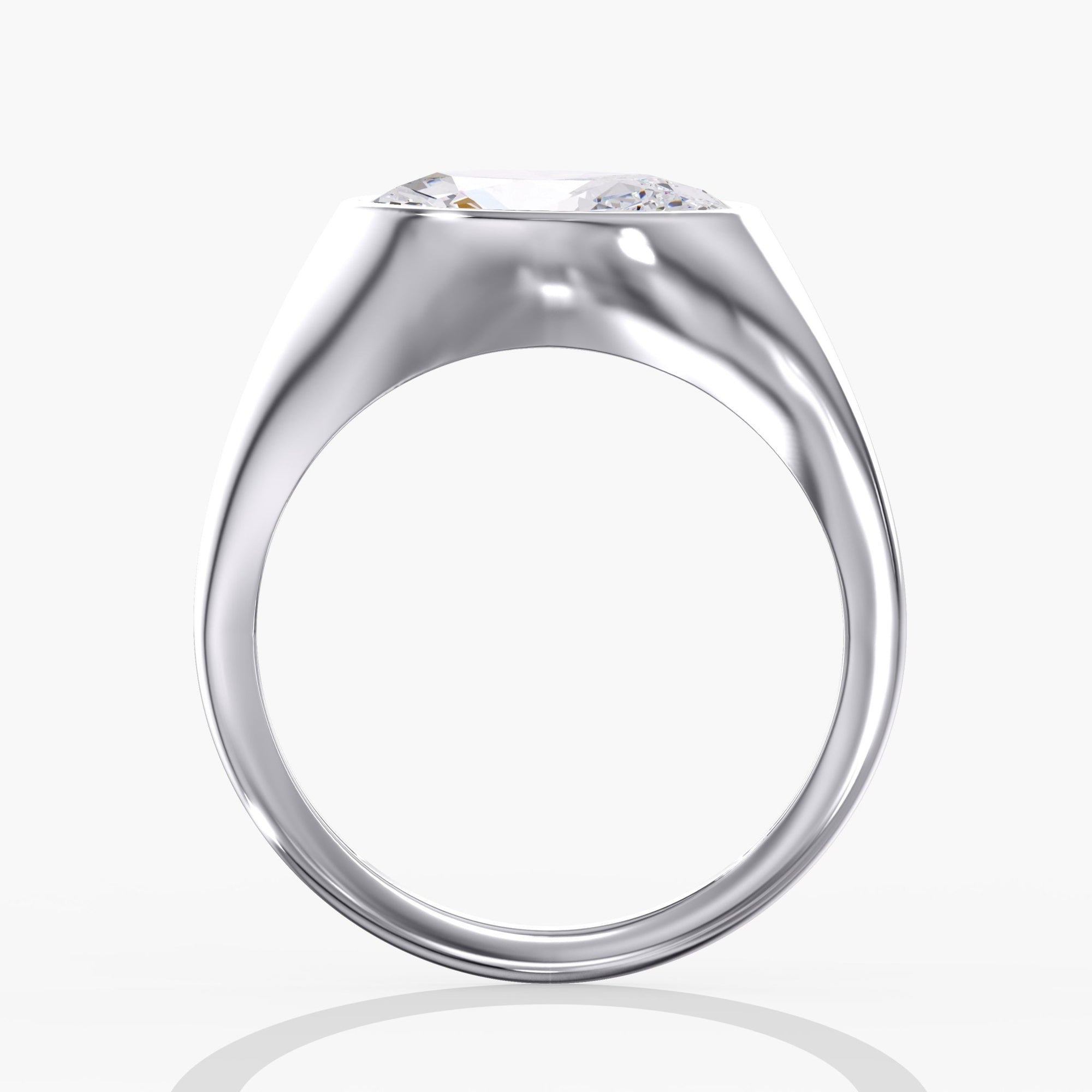 Tilted East West Chunky Bezel Oval Ring Side View