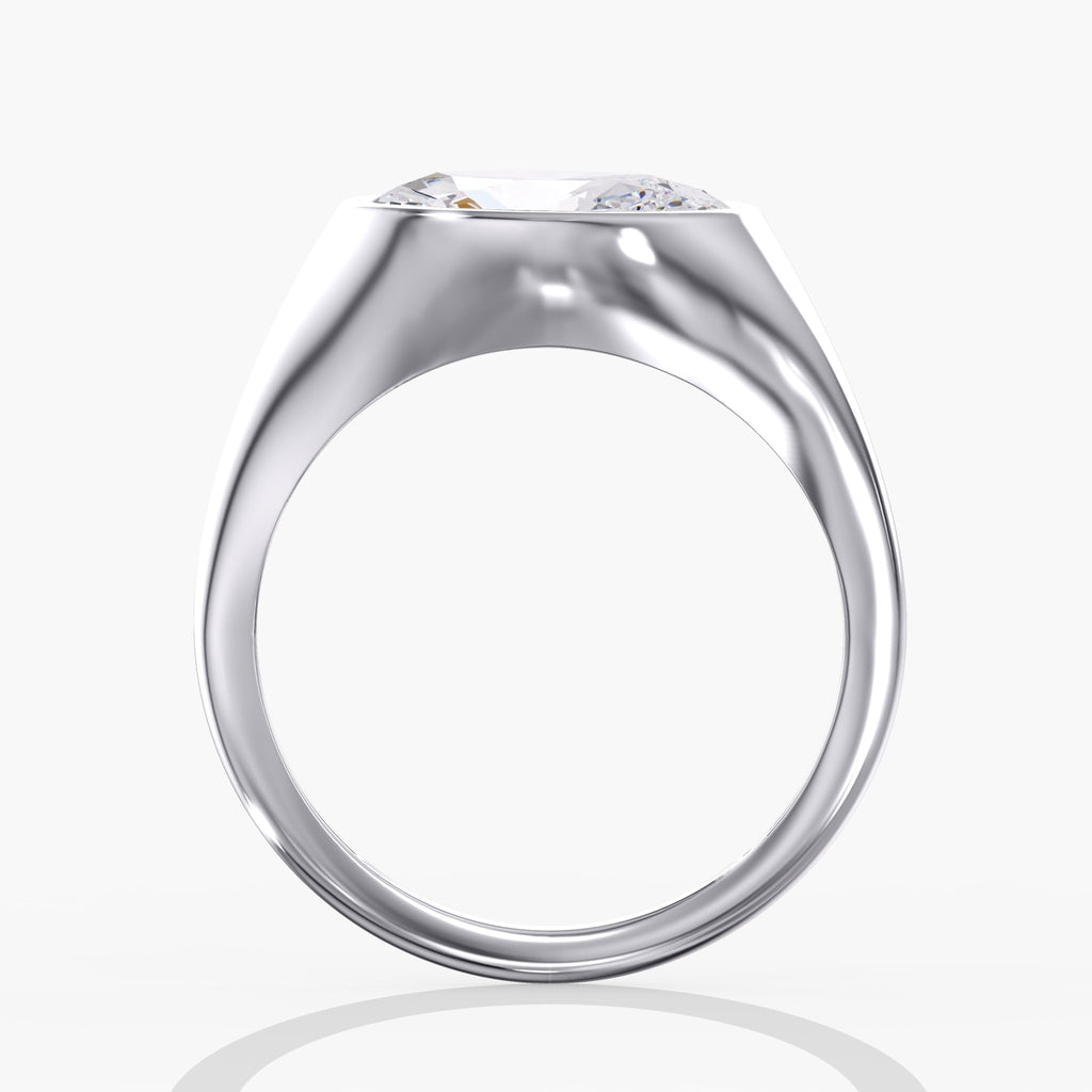 Tilted East West Chunky Bezel Oval Ring Side View