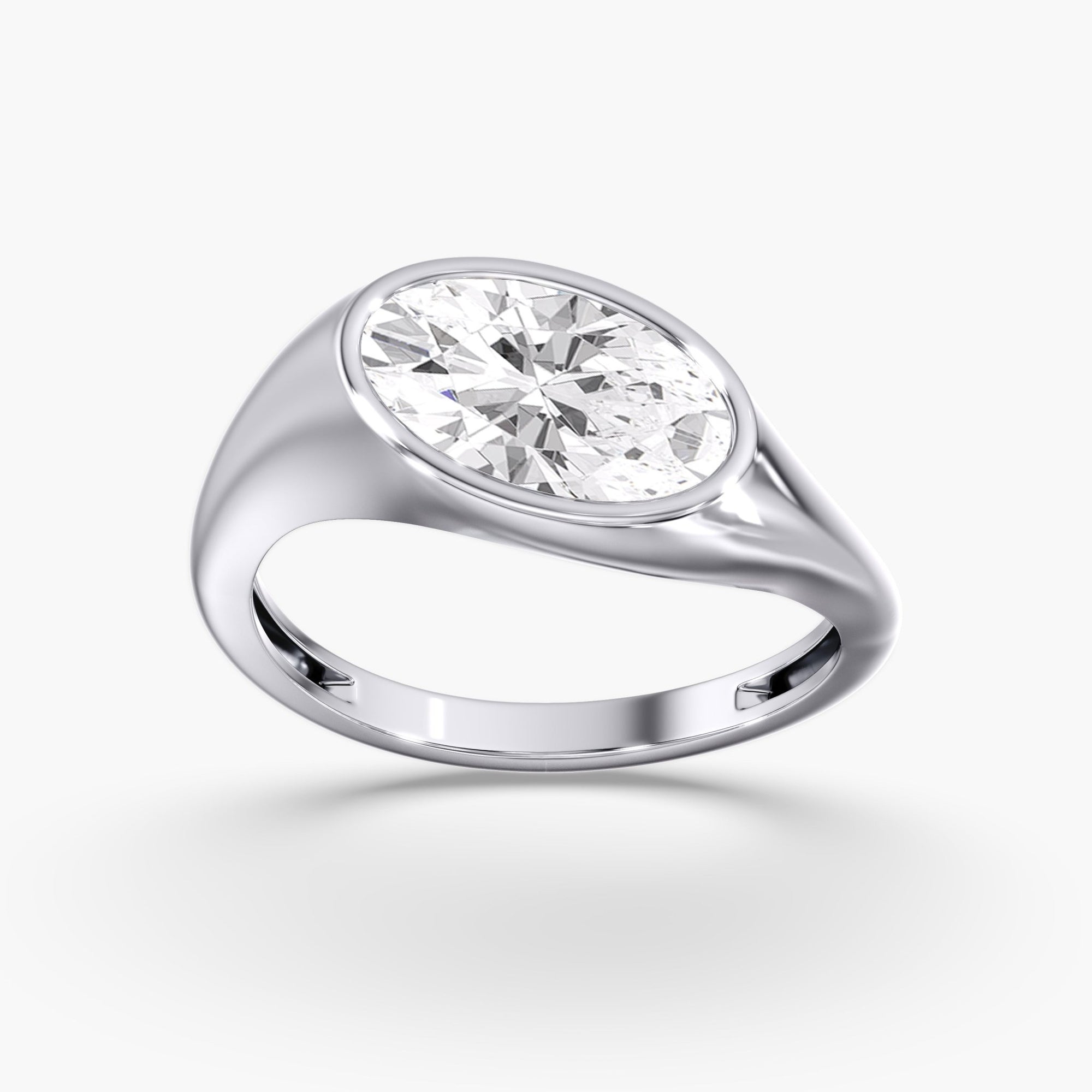 Tilted East West Chunky Bezel Oval Ring