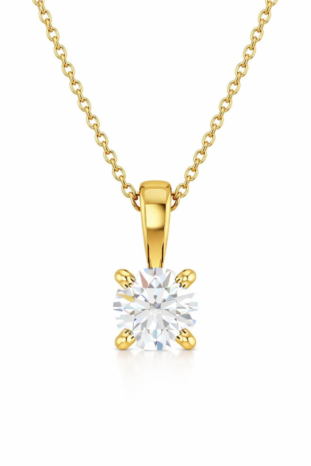 Yellow Gold Solitaire Diamond Necklace