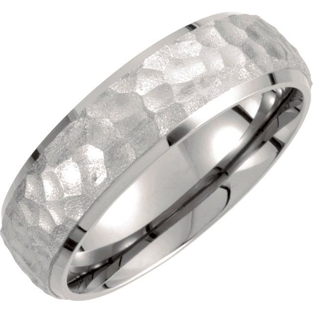 Titanium 7 mm Hammered Finish Beveled - Edge Band - Balacia