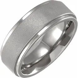 Titanium 7mm Oxidized Center Rounded Mens Band - Balacia