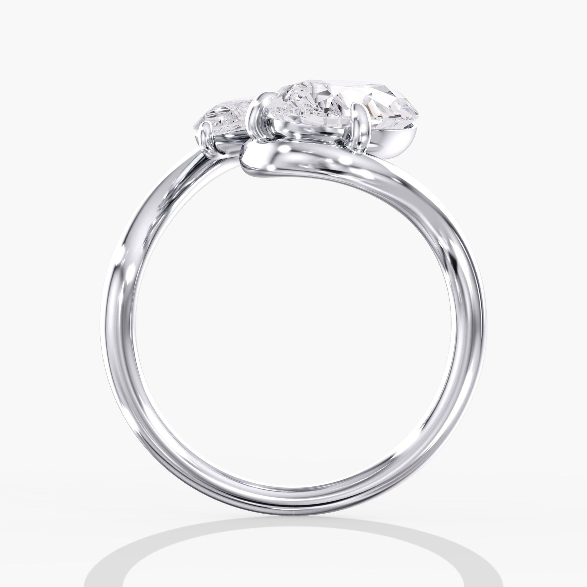 Toi Et Moi Curved Pear Diamond Ring Side View