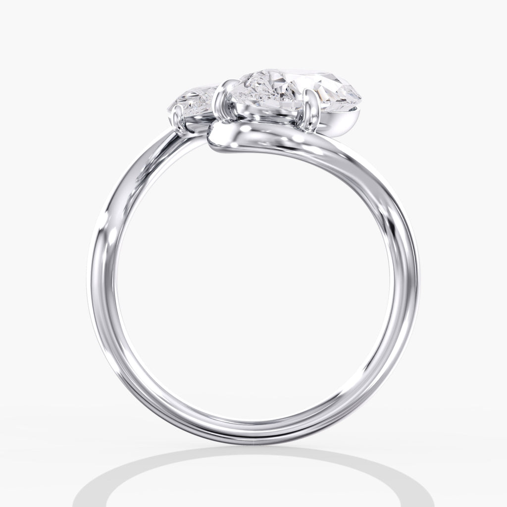 Toi Et Moi Curved Pear Diamond Ring Side View