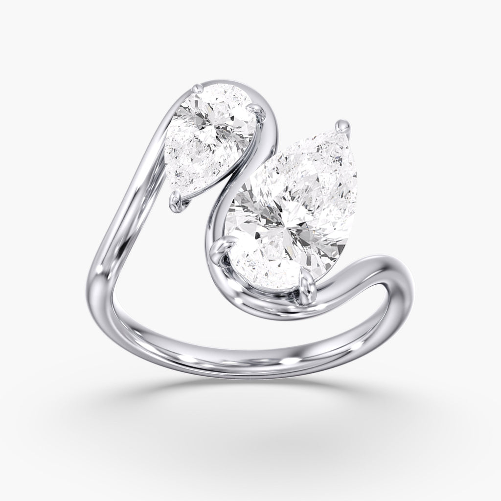 Toi Et Moi Curved Pear Diamond Ring