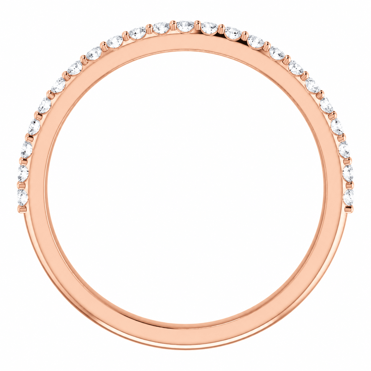 Traditional Diamond Wedding Band Side View - Rose Gold