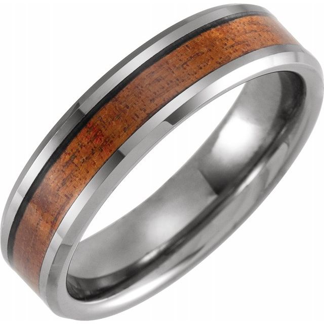 Tungsten 6 mm Beveled - Edge Band with Acacia Wood Inlay - Balacia