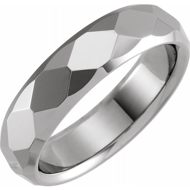 Tungsten 6 mm Faceted Beveled - Edge Band - Balacia