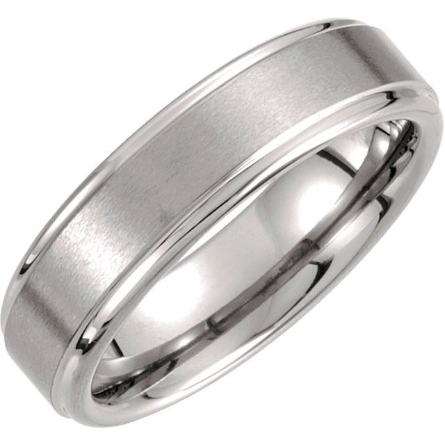 Tungsten 6 mm Satin and Polished Edge Band - Balacia