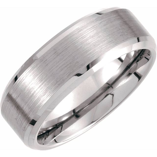 Tungsten 8 mm Beveled - Edge Band with Satin Center - Balacia