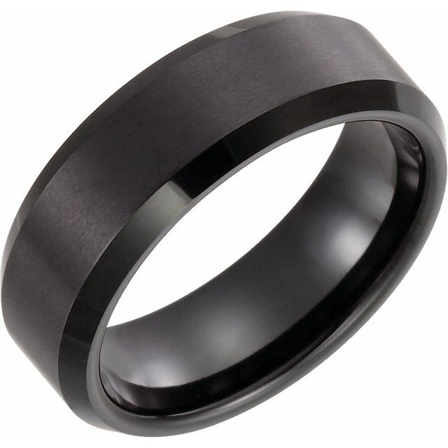 Tungsten 8 mm Black Immerse Plated Satin Finish Band - Balacia