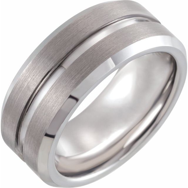 Tungsten 8 mm Grooved Band with Satin Finish - Balacia