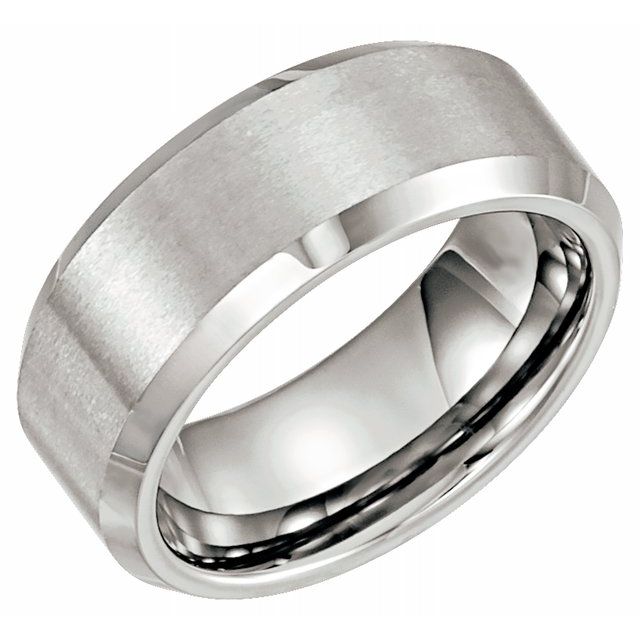 Tungsten 8 mm Satin & Beveled - Edge Band - Balacia