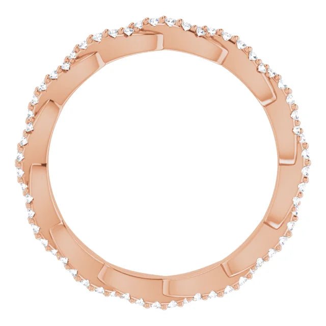 Rose Gold Twist Full Eternity Band Full Side