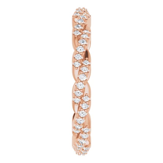 Rose Gold Twist Full Eternity Band Side View