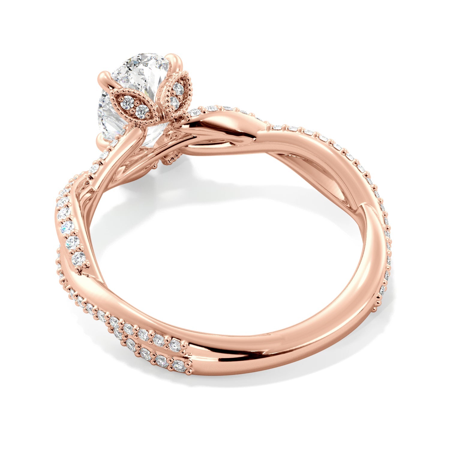 Twist Hidden Accent Custom Engagement Ring - Balacia