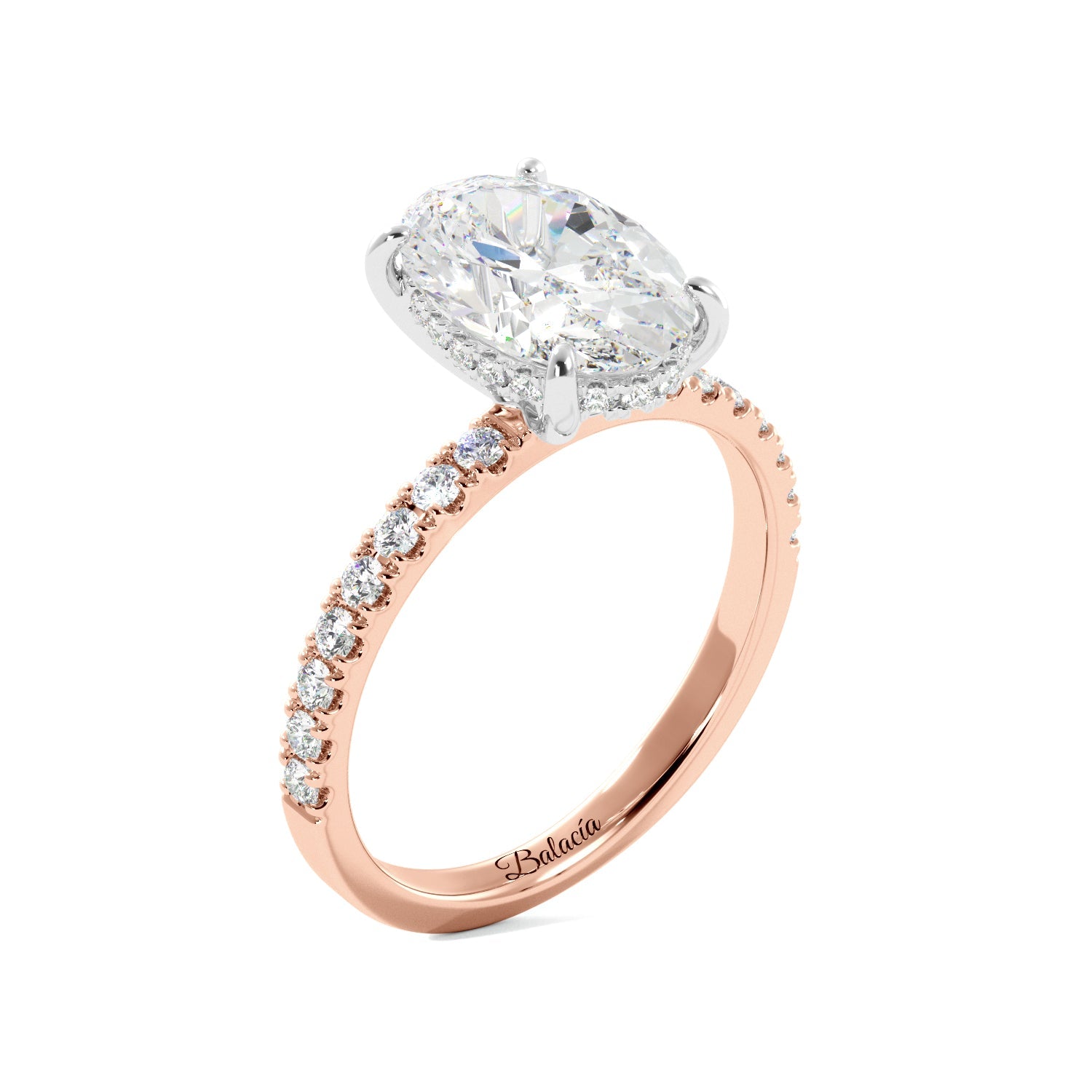 Two Toned Oval Diamond Rose Gold Engagement Ring