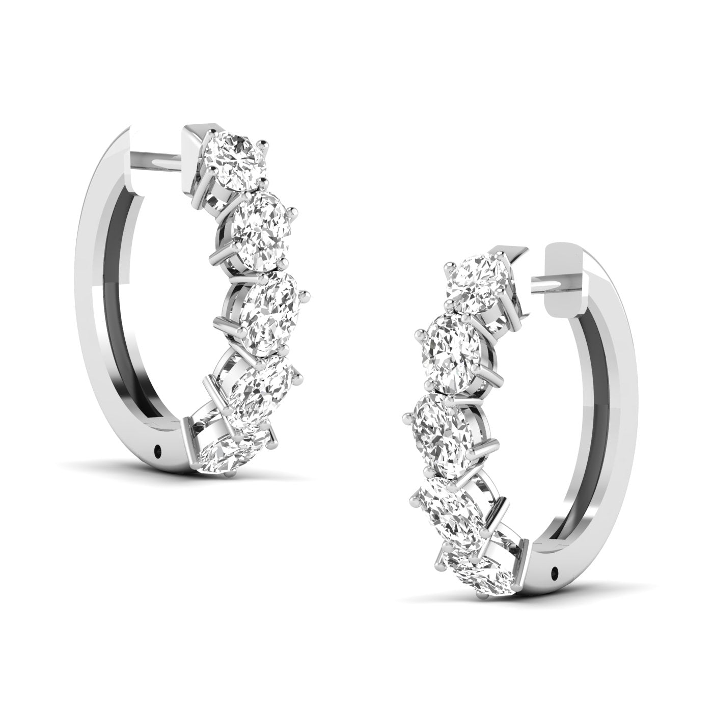 Unique Oval Diamond Hoop Earrings - Balacia