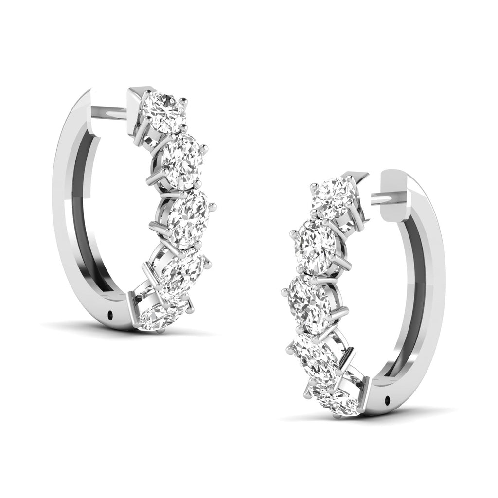 Unique Oval Diamond Hoop Earrings - Balacia