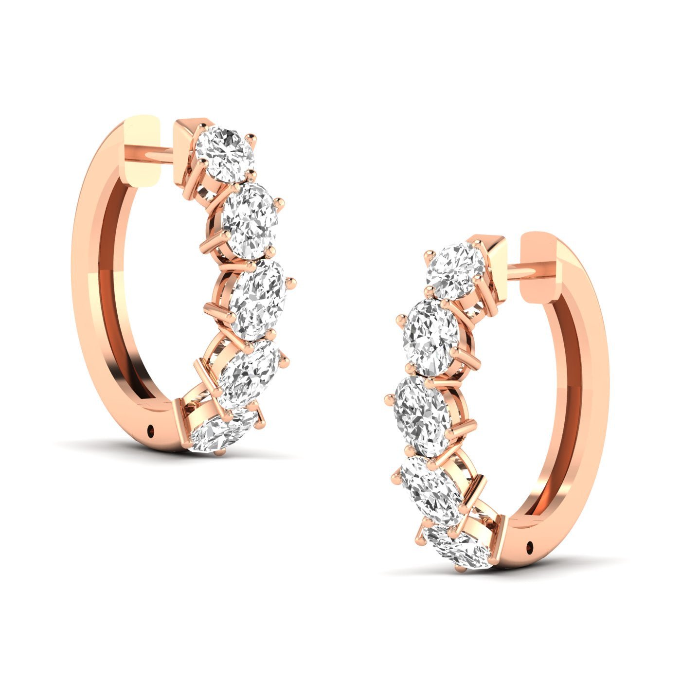 Unique Oval Diamond Hoop Earrings - Balacia