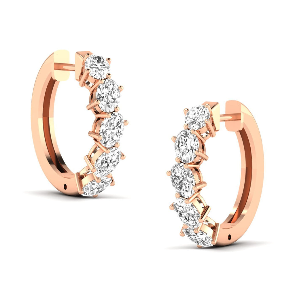 Unique Oval Diamond Hoop Earrings - Balacia