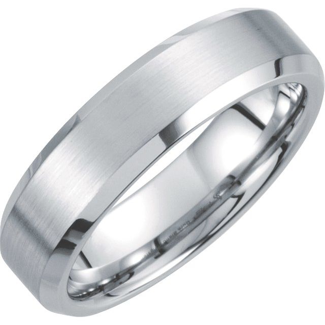 White Tungsten 6 mm Satin &amp; Polished Beveled - Edge Band - Balacia