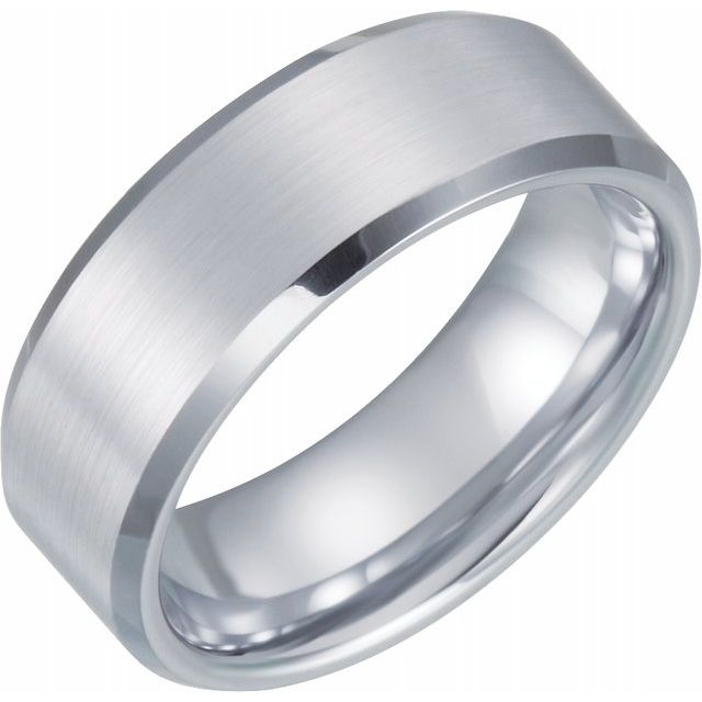 White Tungsten 8 mm Satin & Beveled - Edge Band - Balacia