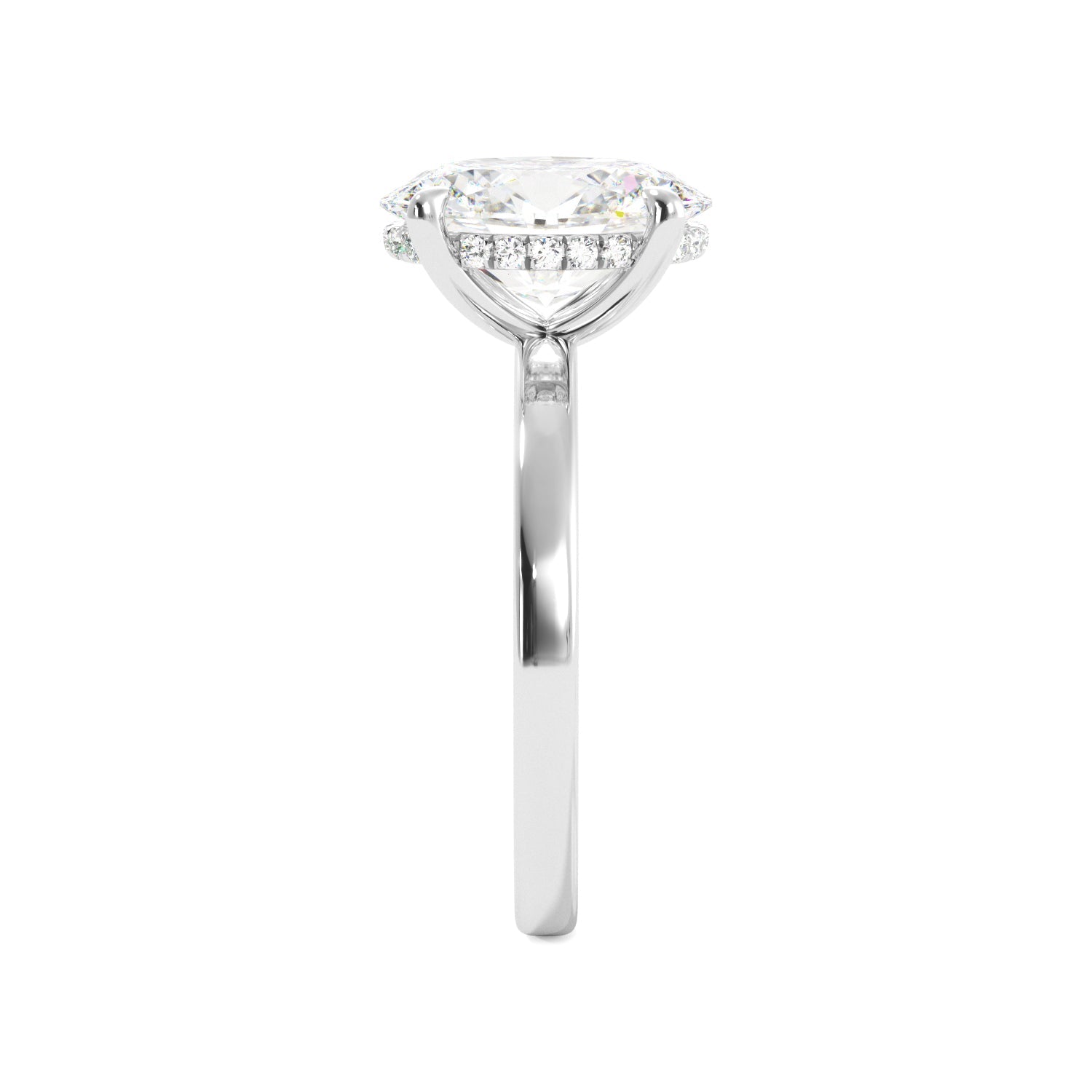 whiie gold oval hidden halo lab diamond ring