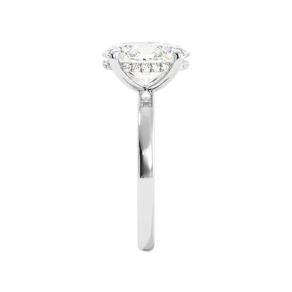 whiie gold oval hidden halo lab diamond ring