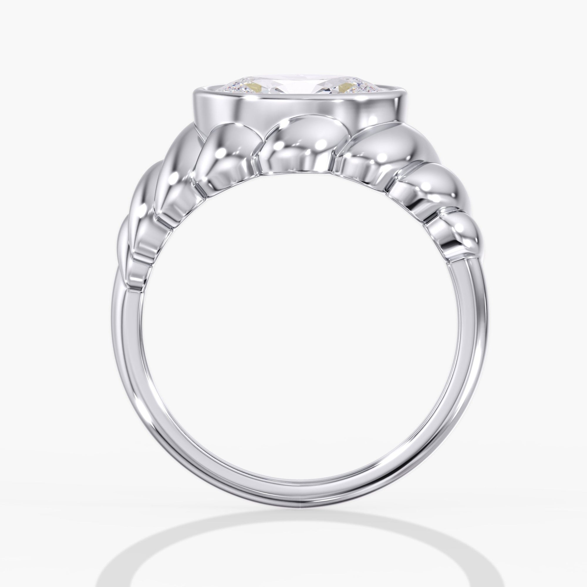 Woven East West Bezel Oval Engagement Ring Side View