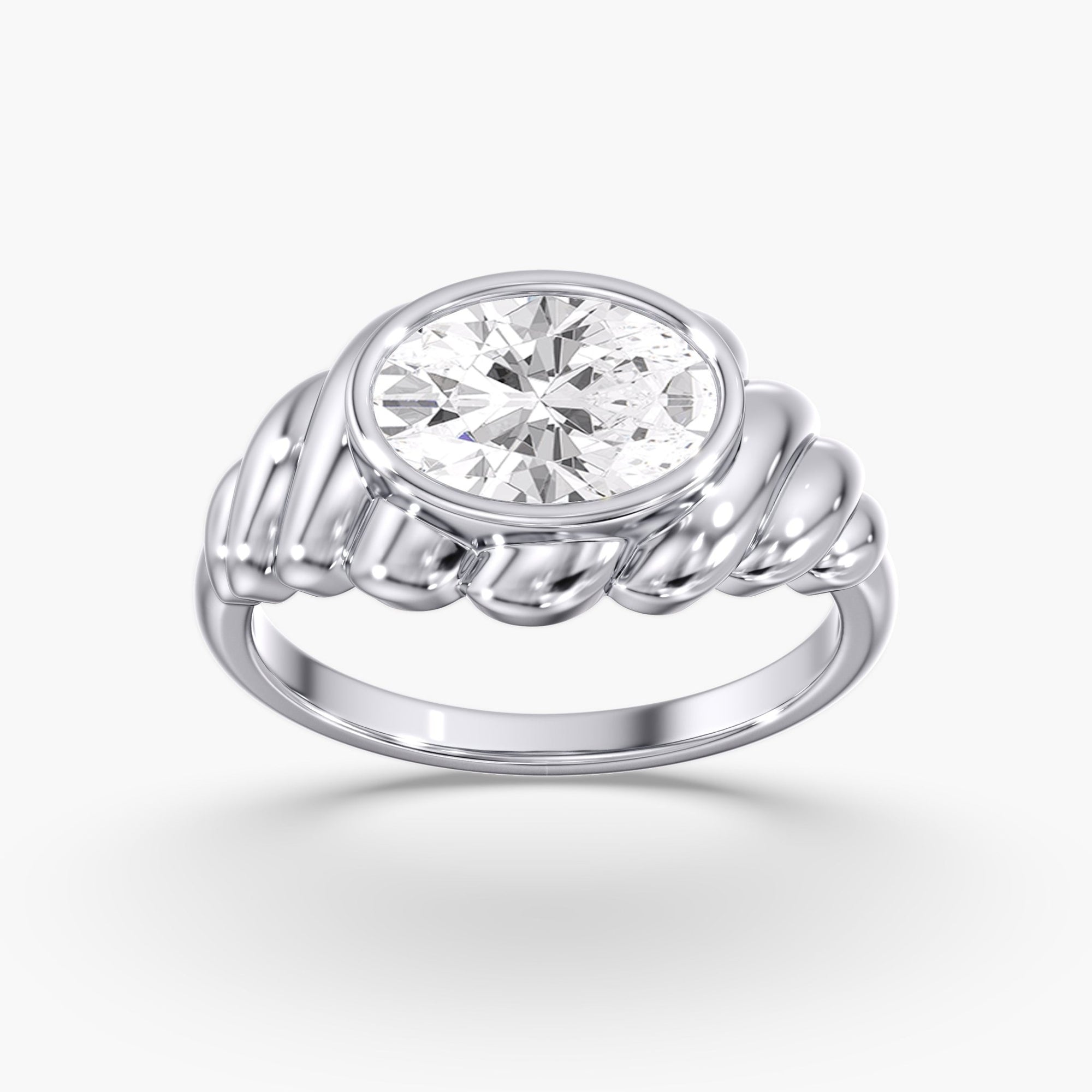 Woven East West Bezel Oval Engagement Ring