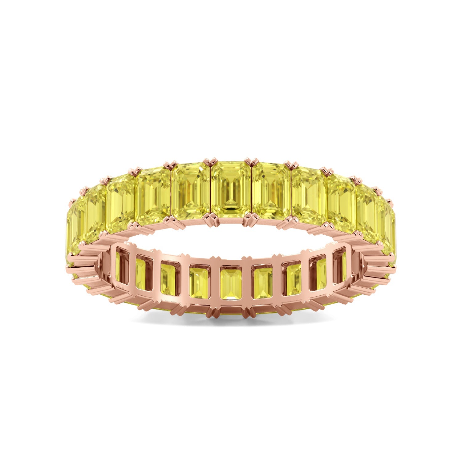 Rose Gold Yellow Emerald Cut Diamond Eternity Band