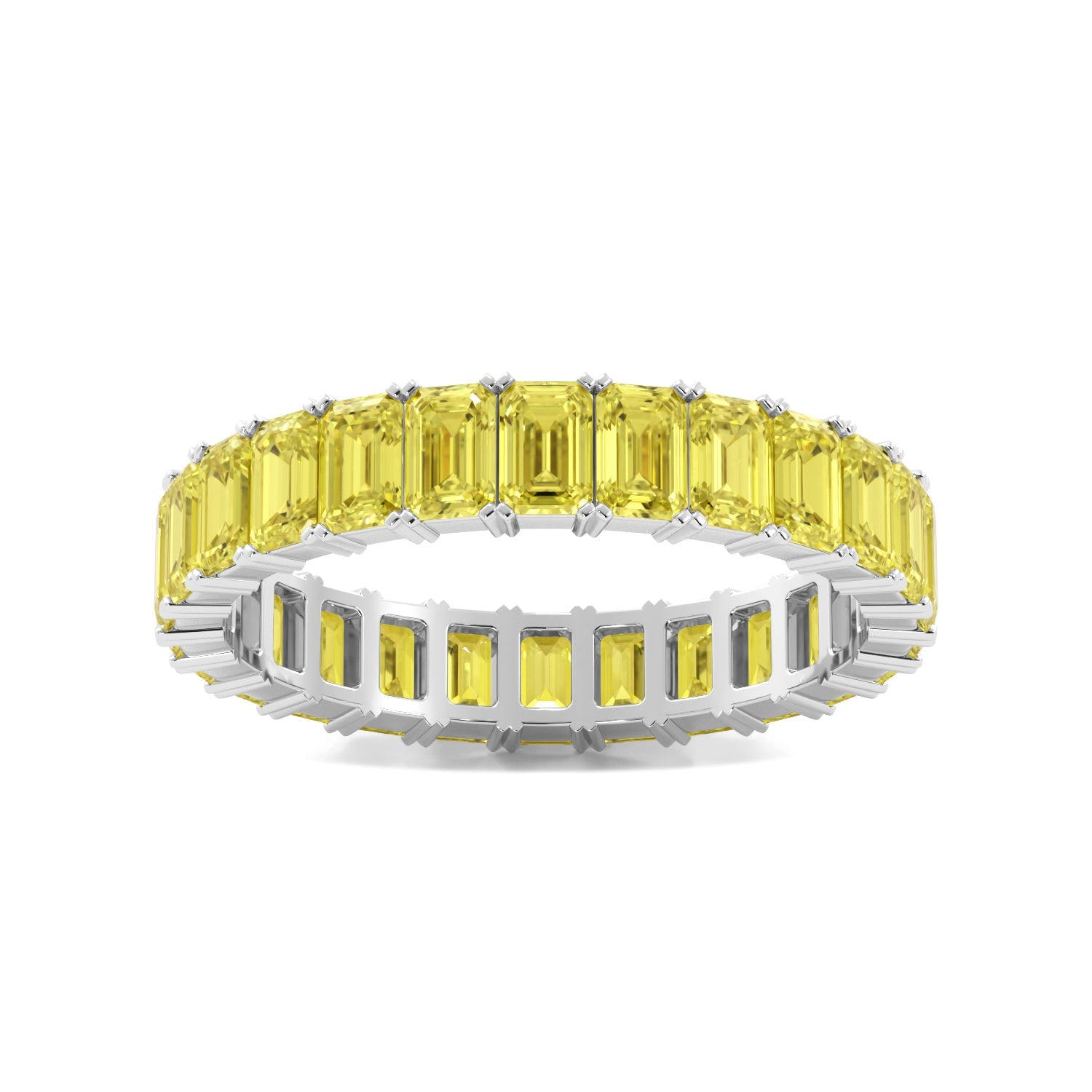 Yellow Emerald Cut Diamond Eternity Band