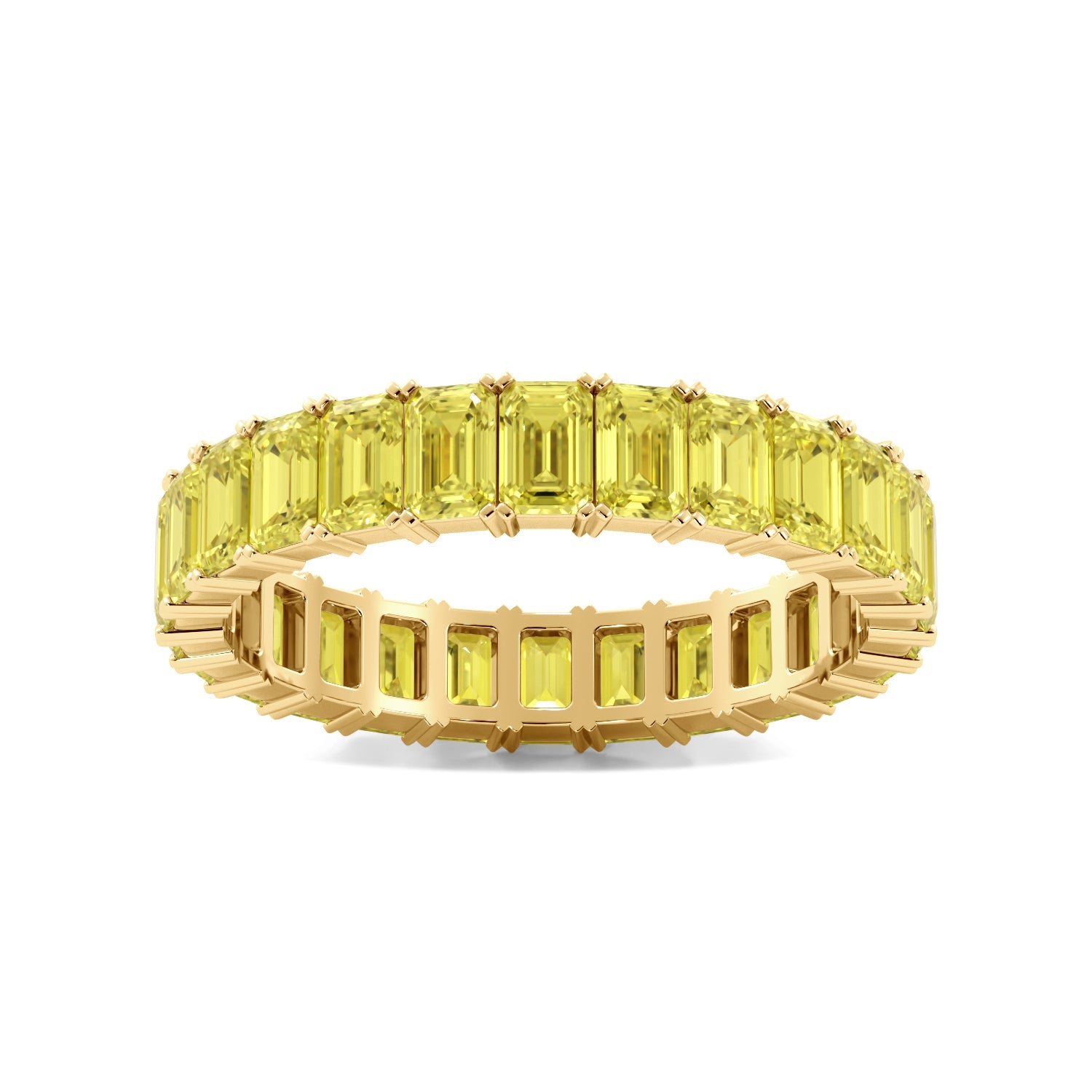 Gold Yellow Emerald Cut Diamond Eternity Band