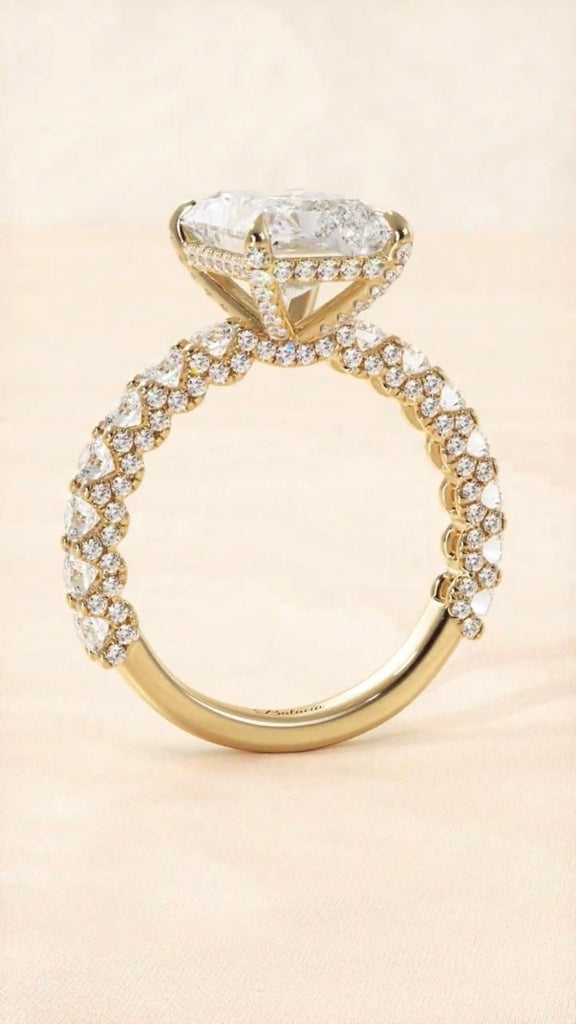 Yellow Gold Radiant Cut Iced Out Diamond Engagement Ring Side View